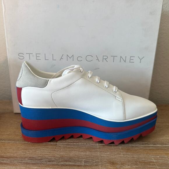 Stella McCartney Sneak Elyse Platforms, Red White and Blue, size 40.5 US10.5 NIB - Picture 9 of 15